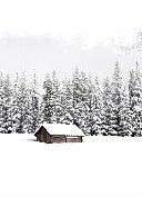 Panoramic mountain chalet wallpaper