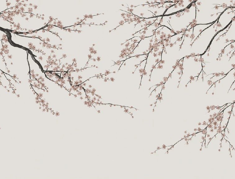 Sakura beige panoramic wallpaper