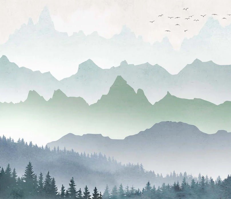 Forest morning mist wallpaper