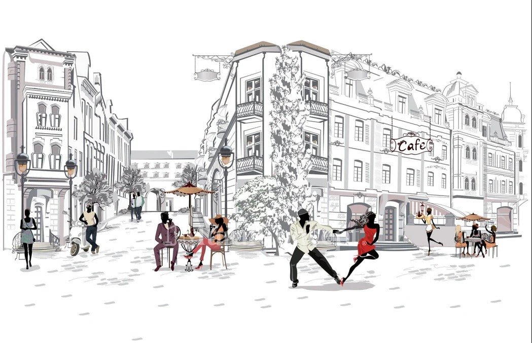 Panoramic wallpaper Parisian stroll