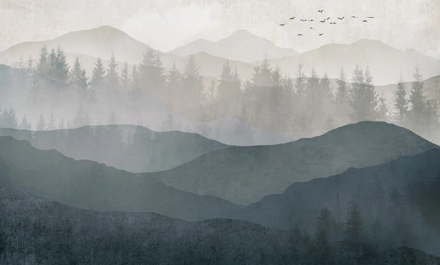 Black and white panorama nature wallpaper