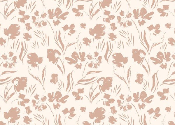Powder beige floral wallpaper