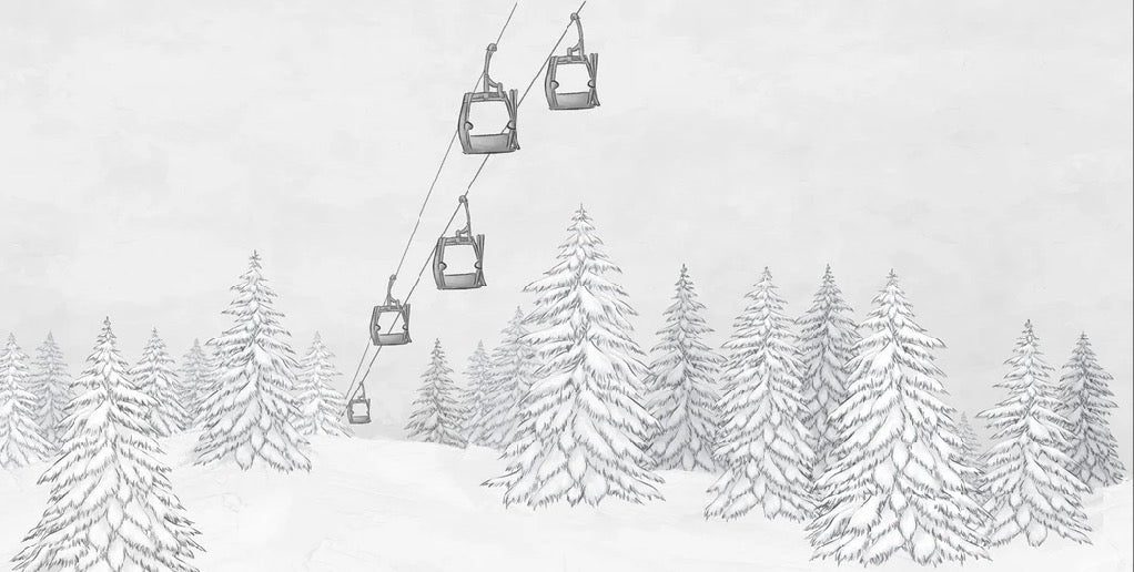 Black & white gondola mountain wallpaper