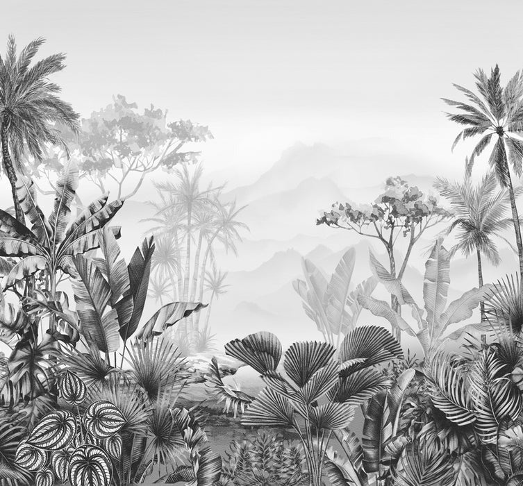 Tropical black and white wallpaper