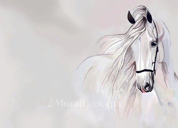 Children's bedroom wallpaper white stallion