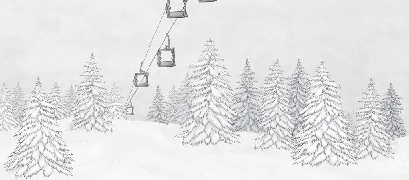 Black & white gondola mountain wallpaper