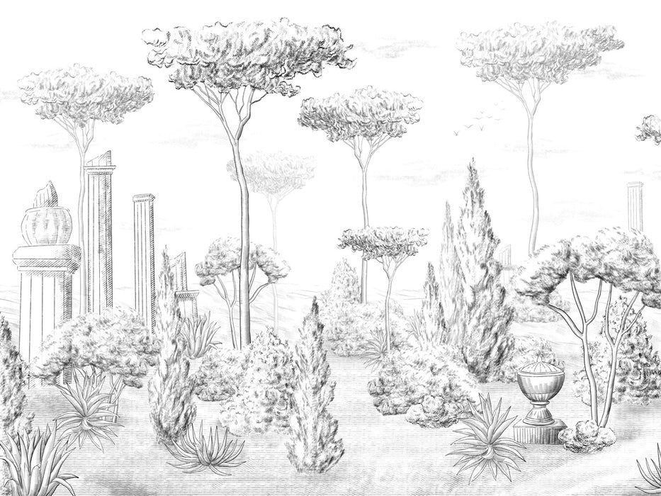 Roman style pinewood wallpaper