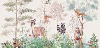 Children's bedroom wallpaper magic nature beige