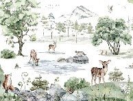 Snowy meadow animal wallpaper