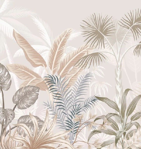 Panoramic terracotta jungle wallpaper