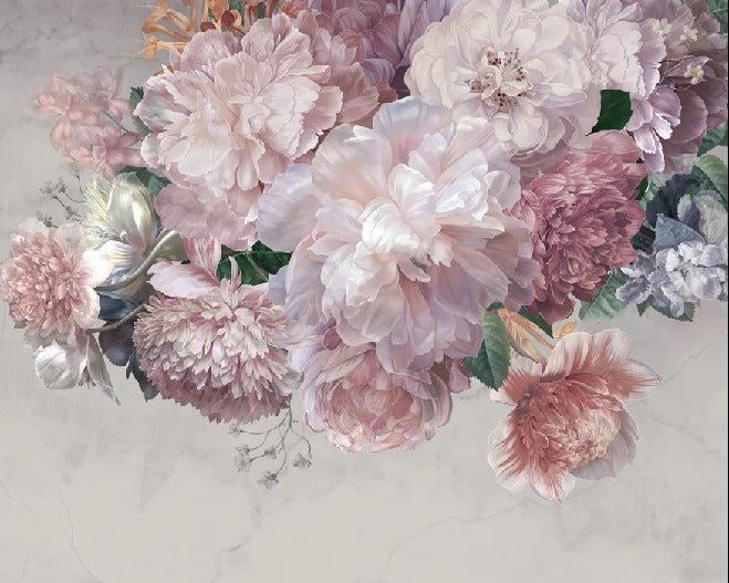 Peonies panoramic wallpaper