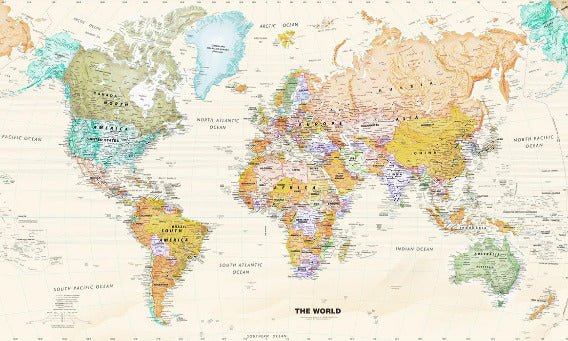 Papier peint original carte du monde, XXL, tendance