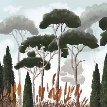 Custom wallpaper cypress pine and pampas grass