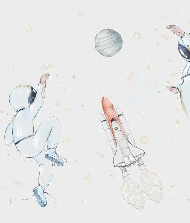 Astronauts in space blue wallpaper