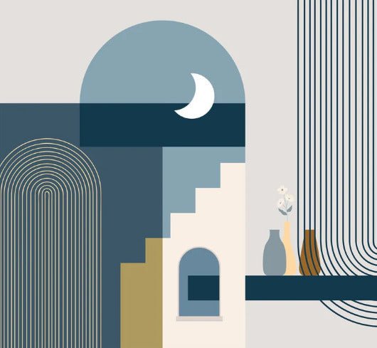 Papier peint arche bleu graphique, XXL, tendance