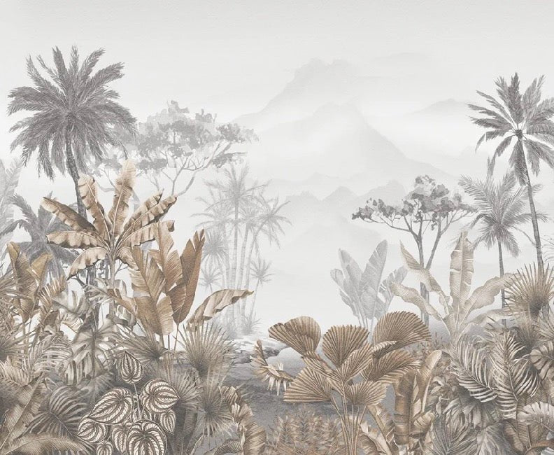 Papier peint tendance tropical sepia, XXL, tendance