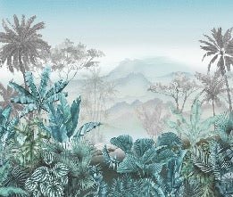 Trendy tropical blue wallpaper