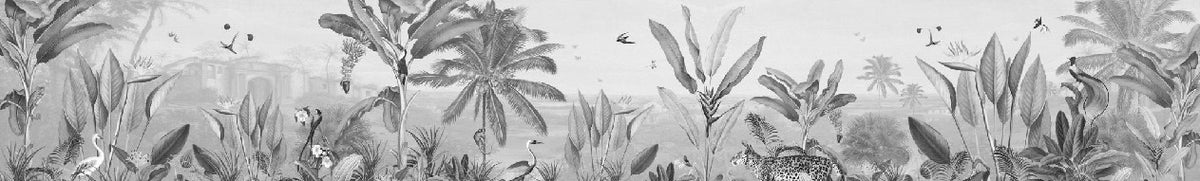 Black and white tropical mirage wallpaper