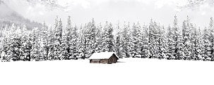 Panoramic mountain chalet wallpaper