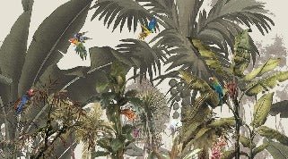 Exotic banana jungle panoramic wallpaper