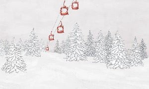 Papier peint montagne télécabine rouge, XXL, tendance