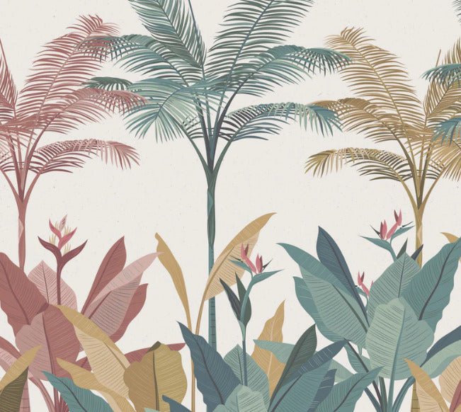 Panoramic colorful jungle wallpaper