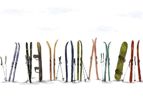 Panoramic wallpaper colorful skis