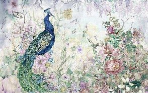 Peacock Blue Floral Panoramic Wallpaper