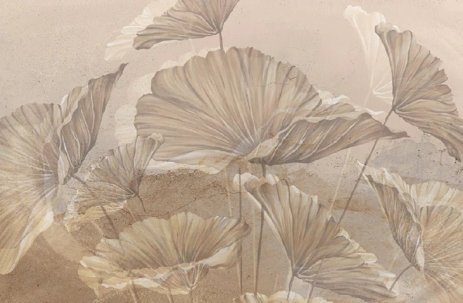 Panoramic lotus sepia wallpaper