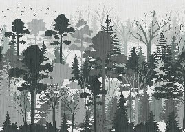 Panoramic nature forest green wallpaper