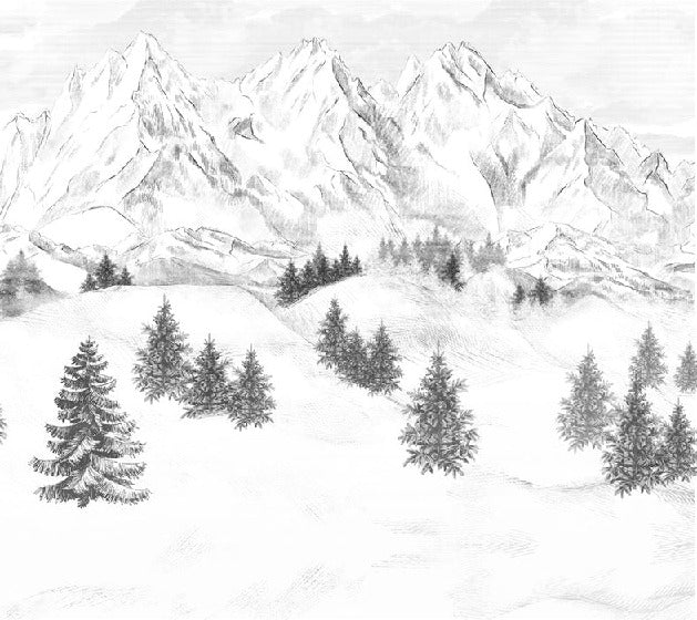 Papier peint montagne sommets de Chamonix, XXL, tendance