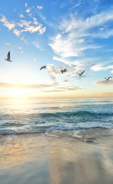 Beach paradise bathroom wallpaper