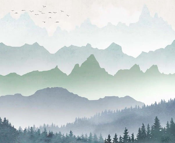 Forest morning mist wallpaper