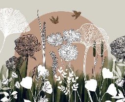 Floral illustration toilet wallpaper