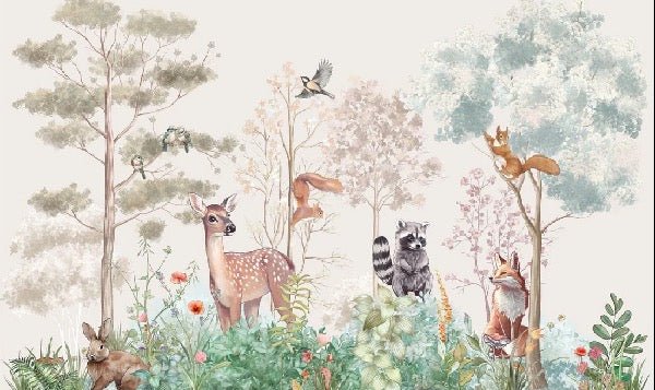 Children's bedroom wallpaper magic nature beige