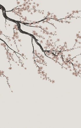 Sakura beige panoramic wallpaper
