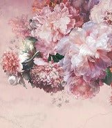 Panoramic wallpaper with pink peonies