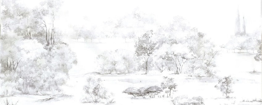 Papier peint forêt de pin aquarelle, XXL, tendance