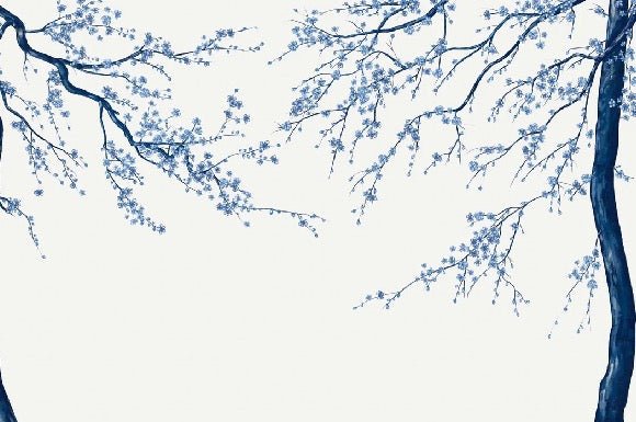 Papier peint panoramique fleur Sakura blanc, XXL, tendance