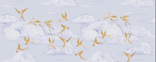 Poetic cloud gold bird wallpaper
