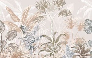 Panoramic terracotta jungle wallpaper