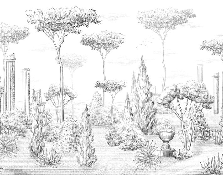 Roman style pinewood wallpaper