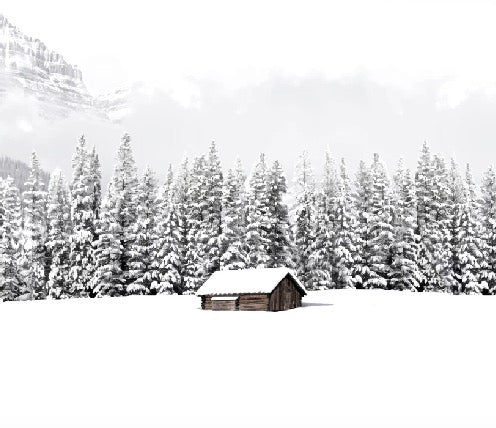 Panoramic mountain chalet wallpaper