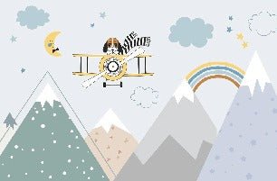 Children's blue Scandinavian mountain wallpaper