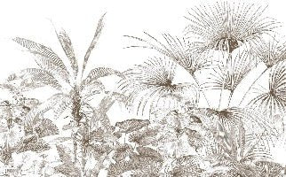 Monochrome engraving tropical wallpaper