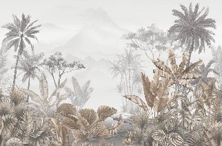 Tropical sepia restaurant wallpaper