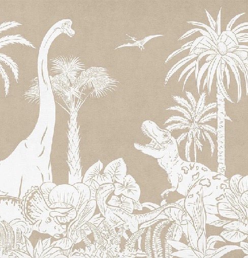 Monochrome beige dinos wallpaper