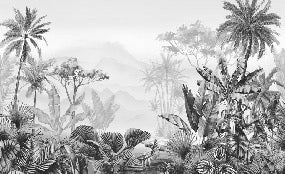 Tropical black and white wallpaper