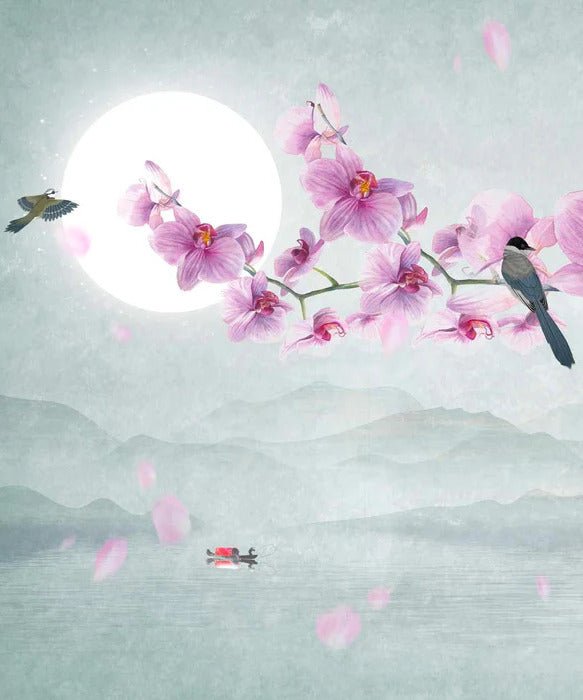 Orchid panoramic non-woven wallpaper