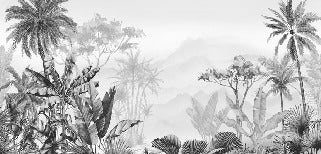 Papier peint tendance tropical noir et blanc, XXL, tendance